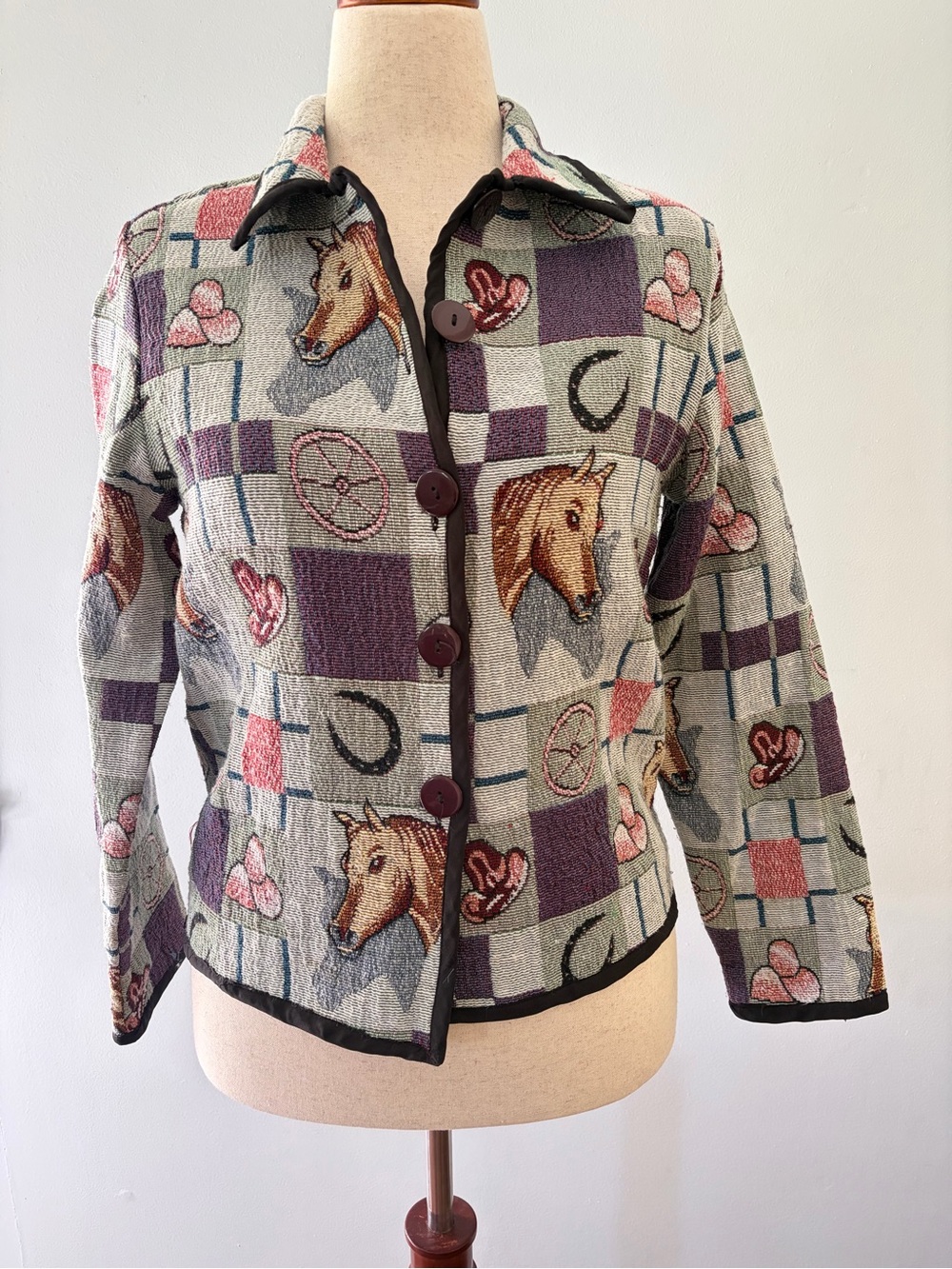 Vintage Sara Studio Horse Equestrian Tapestry Jacket